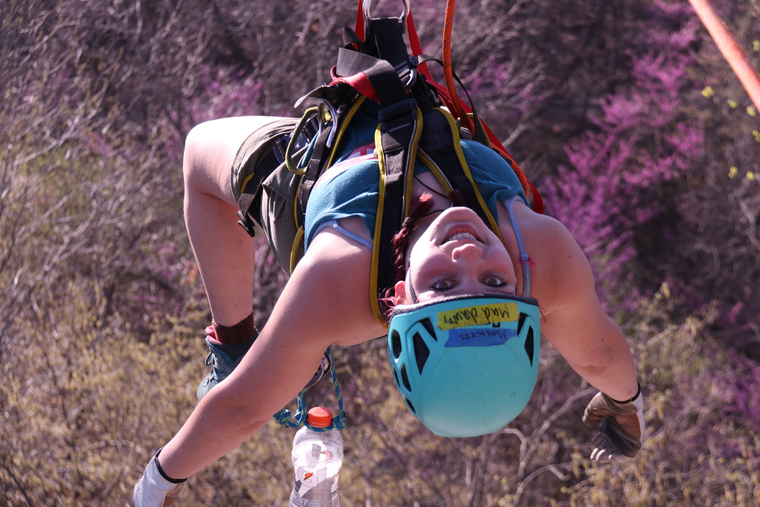 a person wearing a helmet